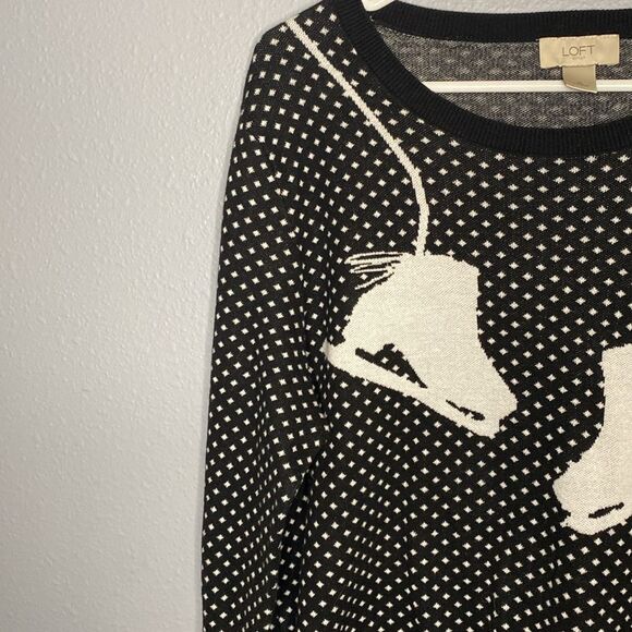 Loft Outlet Ice Skates Black and White Polka Dots Sweater Size XL - Picture 5 of 9